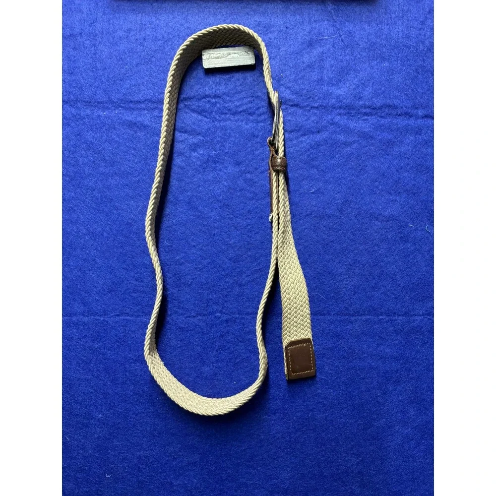 Classic Preppy Mens Unbranded Braided Woven Stretch Belt L‎ 38-40 Beige Brown